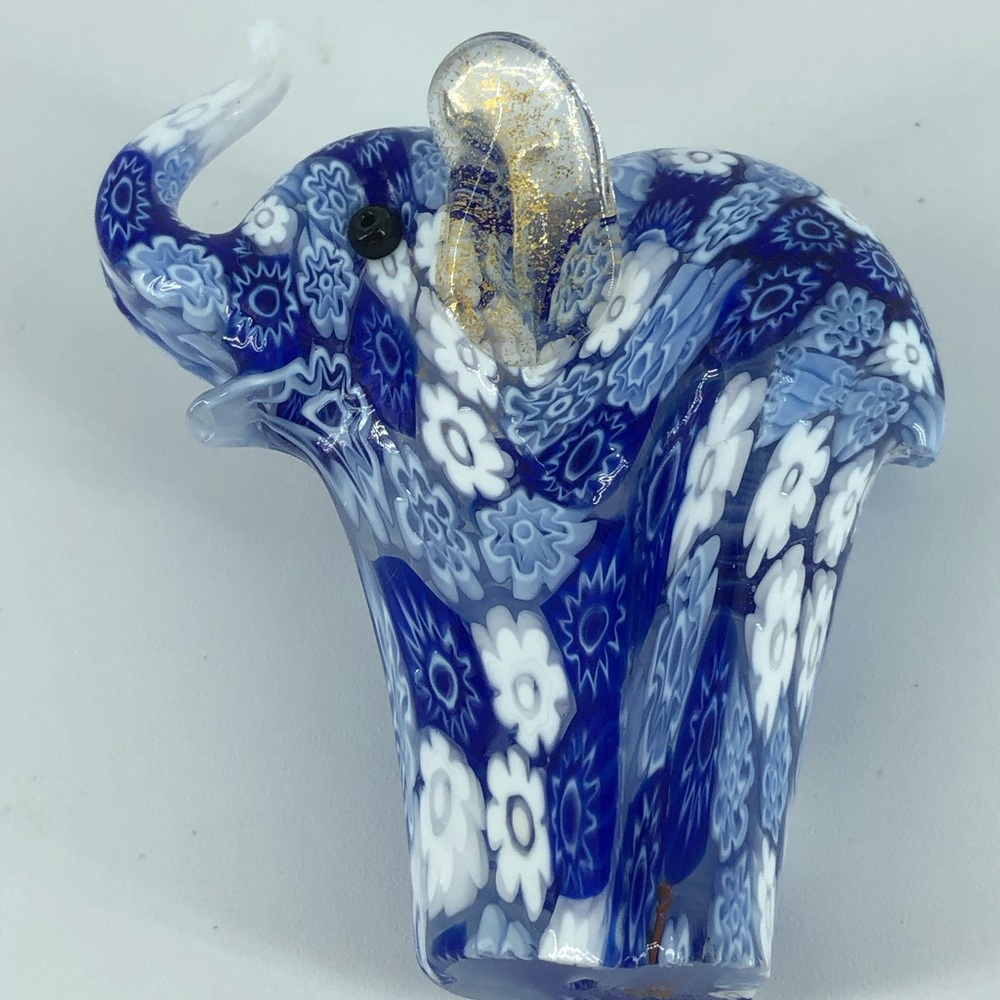 Murano Hand-Blown Millefiori & Gold Aventurine Glass Elephant Figurine - Picture 8 of 10